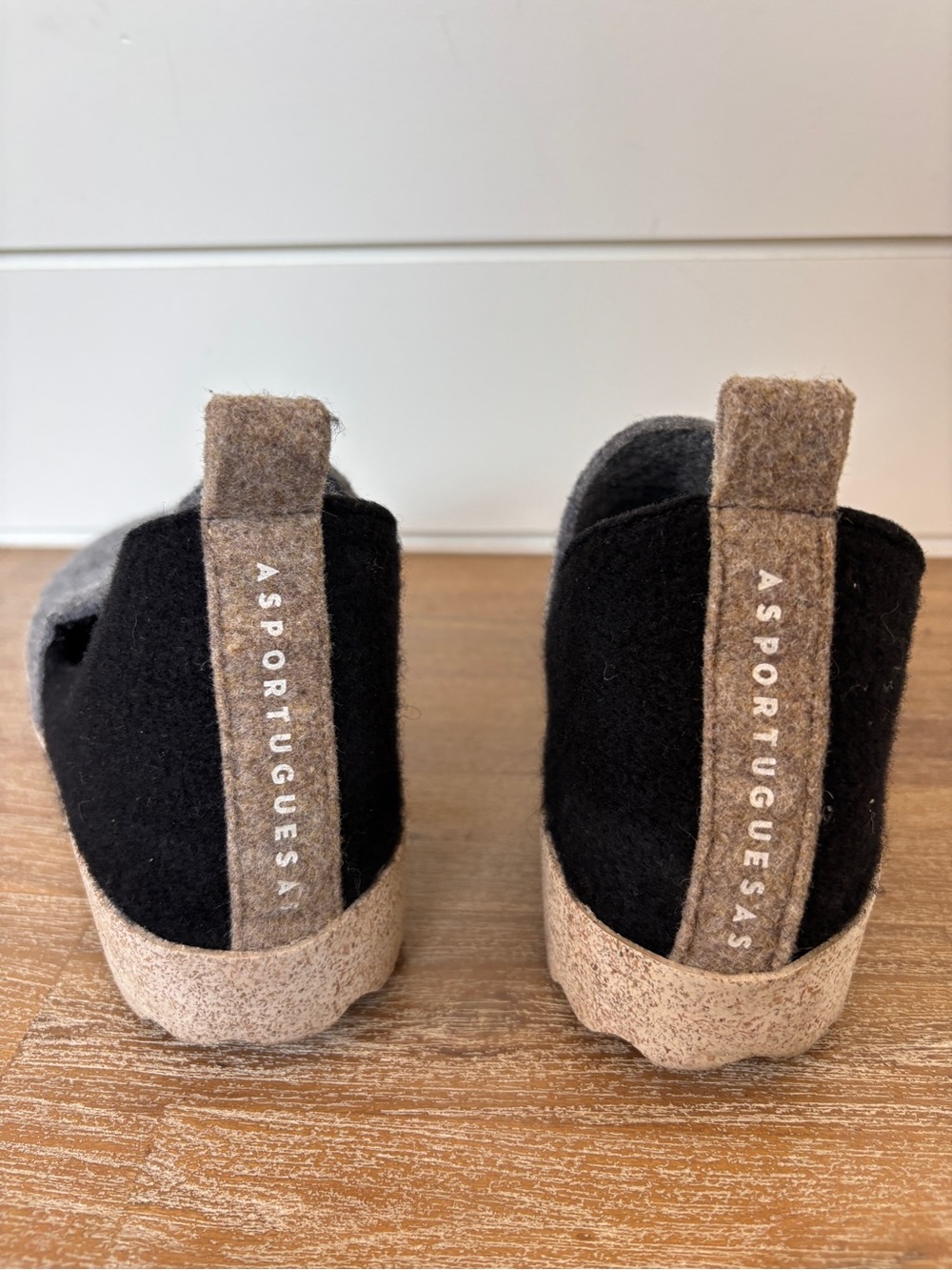Asportuguesas City Round Toe Shoe, Grey and Black Wool, Cork, 41, Portugal